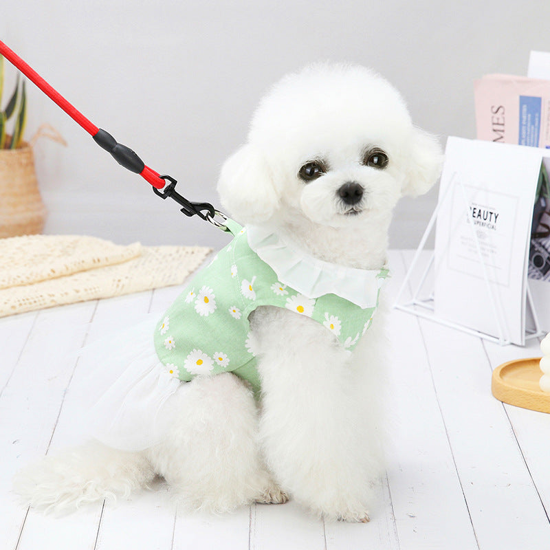 KFX-4317245 Cute Princess Dress for Small Dogs - Bichon, Cotton, Available in Green, Pink, Blue, Sizes S-XXL