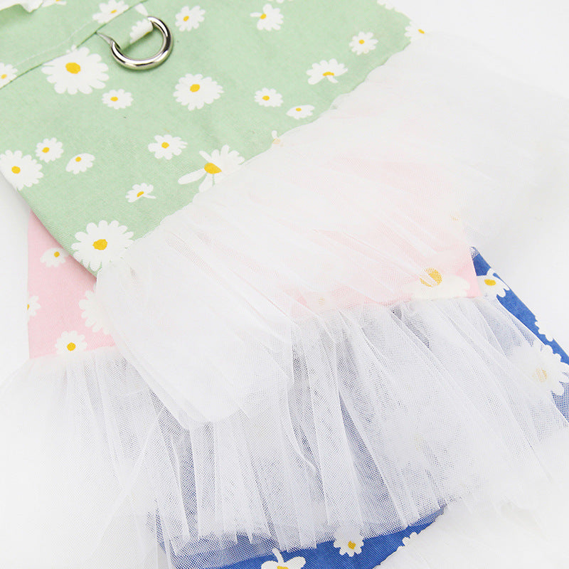 KFX-4317245 Cute Princess Dress for Small Dogs - Bichon, Cotton, Available in Green, Pink, Blue, Sizes S-XXL