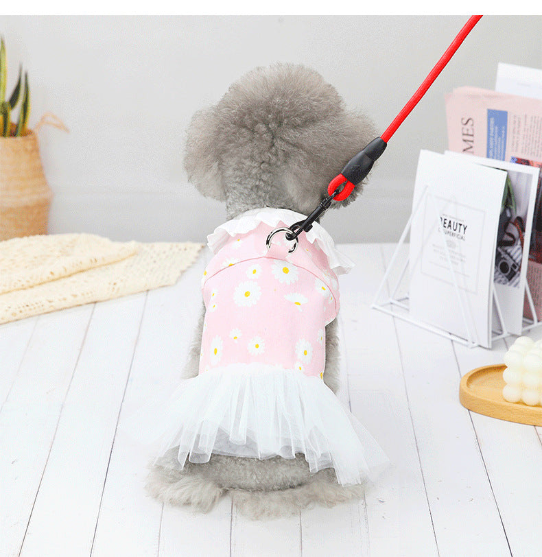 KFX-4317245 Cute Princess Dress for Small Dogs - Bichon, Cotton, Available in Green, Pink, Blue, Sizes S-XXL