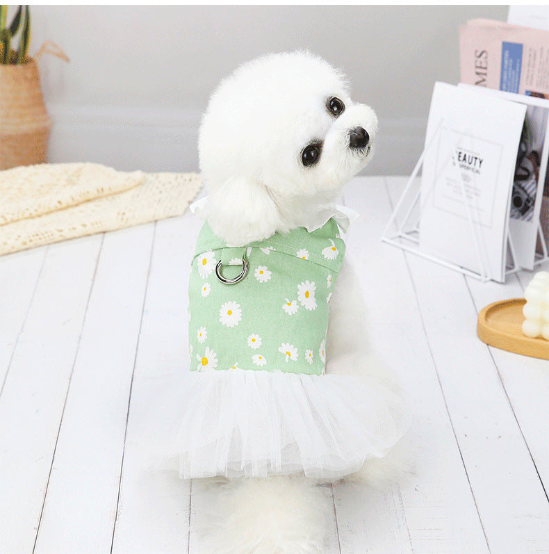 KFX-4317245 Cute Princess Dress for Small Dogs - Bichon, Cotton, Available in Green, Pink, Blue, Sizes S-XXL