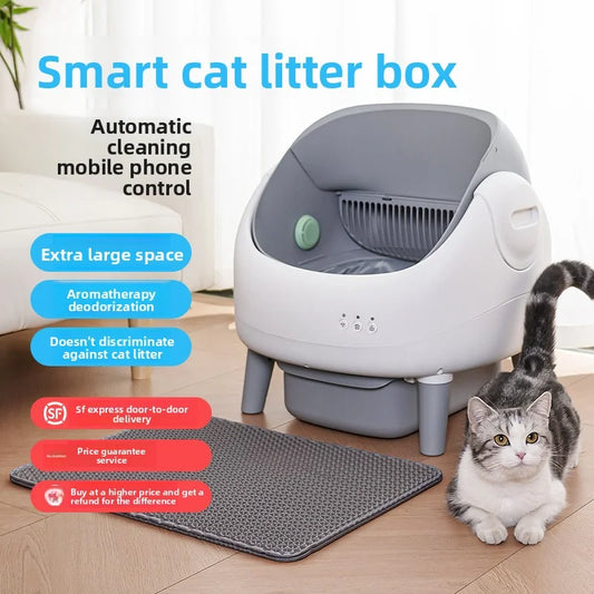 KFX-431827 Automatic Cat Litter Box with Odor Control and Easy Clean Design, 65L Capacity, Eco-Friendly Plastic