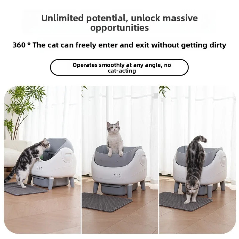 KFX-431827 Automatic Cat Litter Box with Odor Control and Easy Clean Design, 65L Capacity, Eco-Friendly Plastic