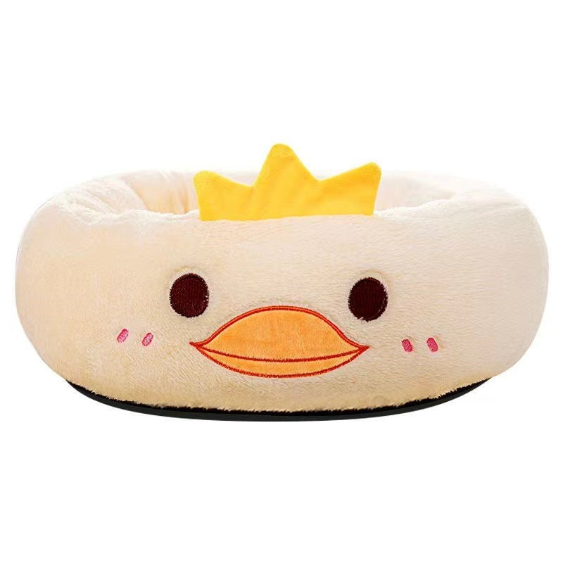 KFX-4318909 Universal Cartoon Embroidery Winter Warm Pet Bed in Yellow Duck, Frog, Blue Cat - Various Sizes Available