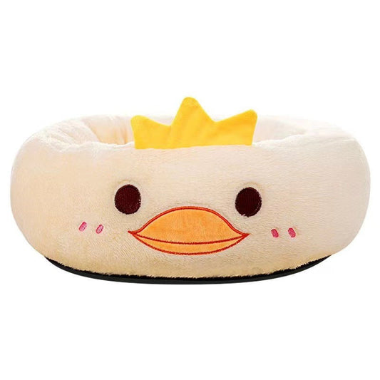 KFX-4318909 Universal Cartoon Embroidery Winter Warm Pet Bed in Yellow Duck, Frog, Blue Cat - Various Sizes Available