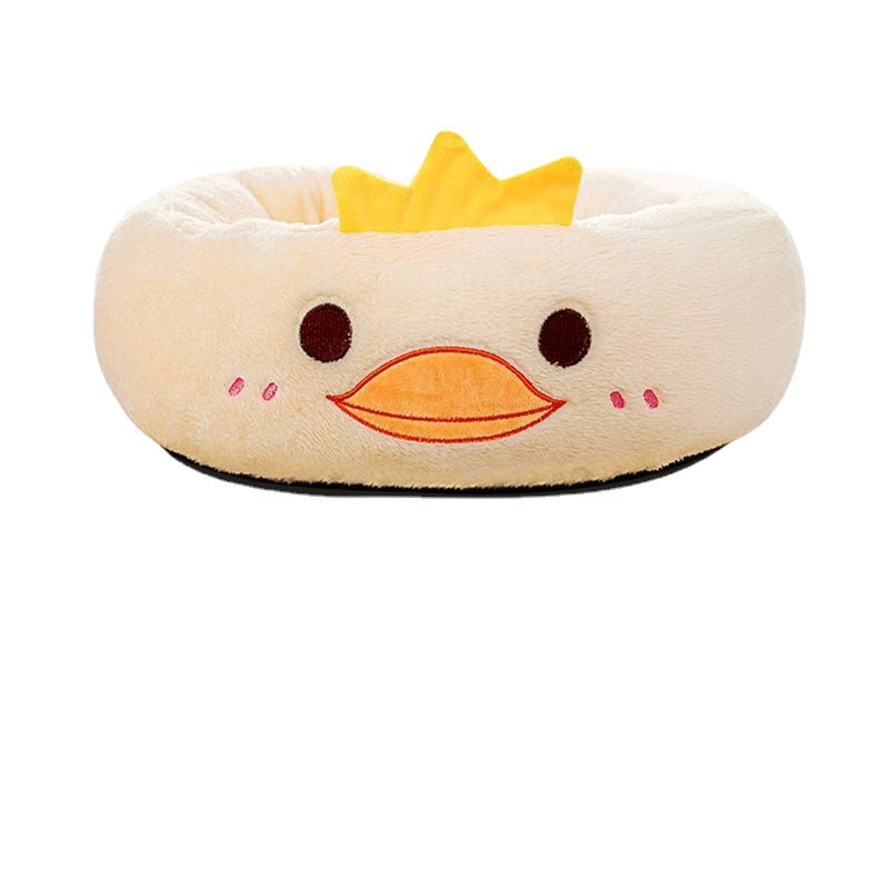 KFX-4318909 Universal Cartoon Embroidery Winter Warm Pet Bed in Yellow Duck, Frog, Blue Cat - Various Sizes Available