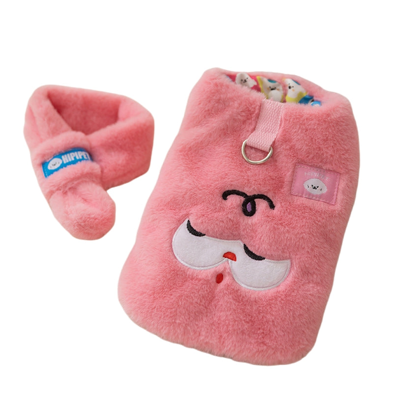 KFX-4319421 Korean Style Cute Cartoon Bear Dog Hoodie with Scarf for Small to Medium Pets