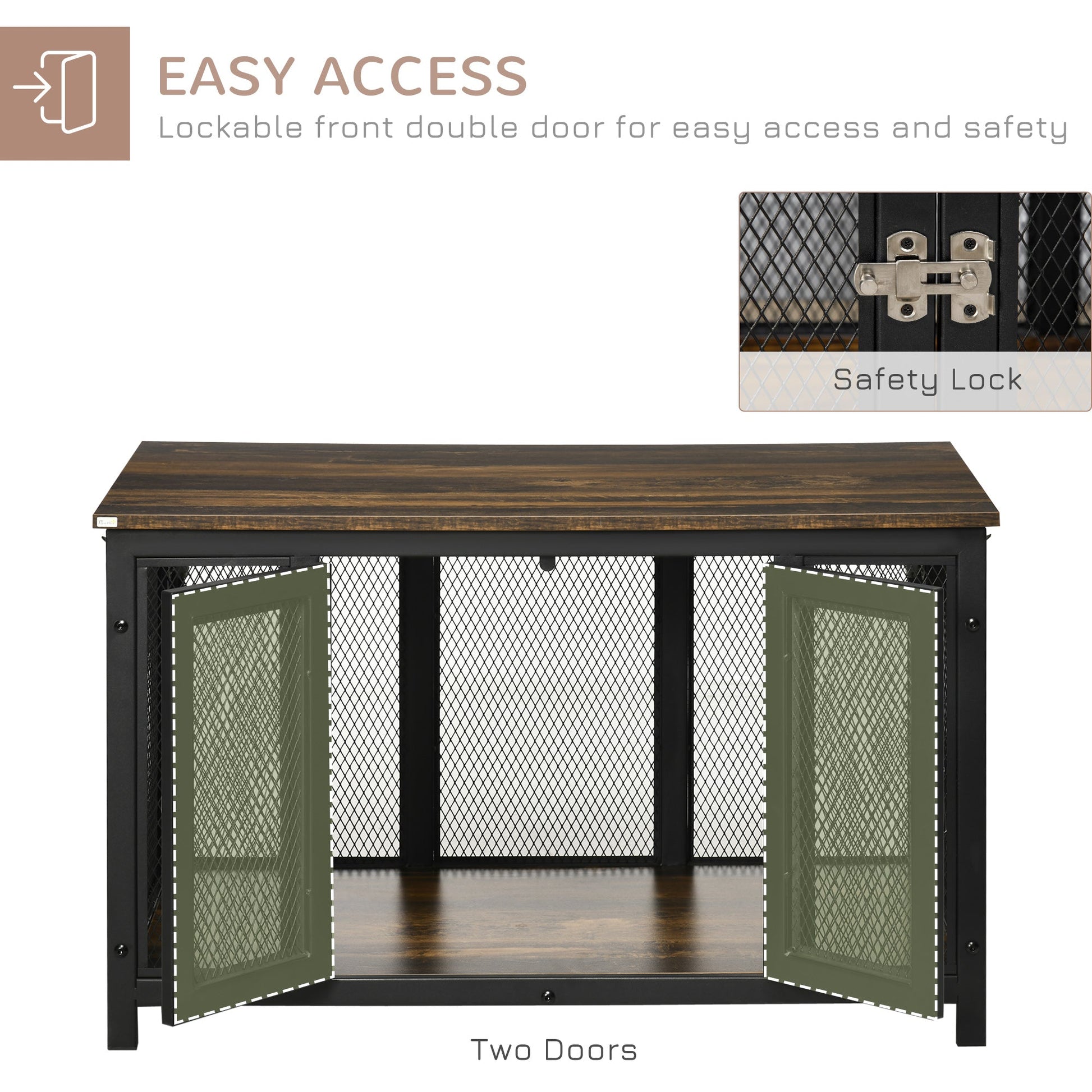 KFX-4324285 Stylish Dog Crate End Table with Openable Top, Spacious for Small Dogs, Durable Wooden Design
