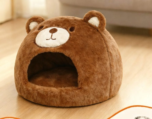 KFX-4324669 Cozy Cat Nest - Warm Closed Sleeping Kennel, 42x42x33cm, White Bear Design