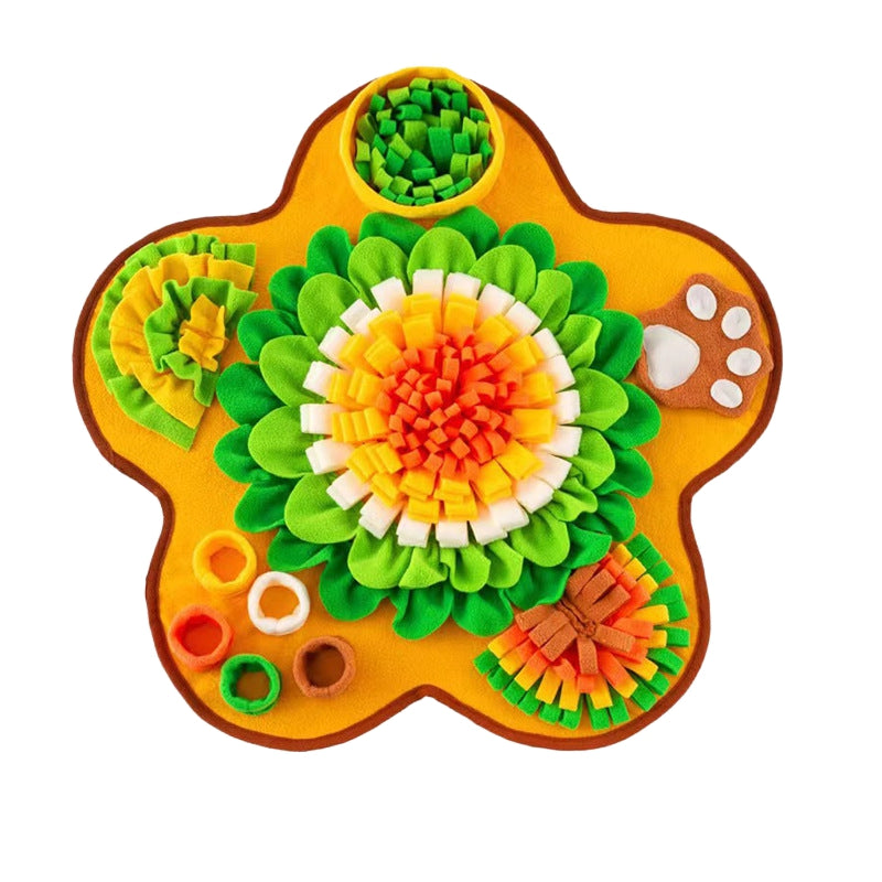 KFX-4326589 Interactive Snuffle Mat for Dogs with Sunflower Design and Food Hiding Pockets