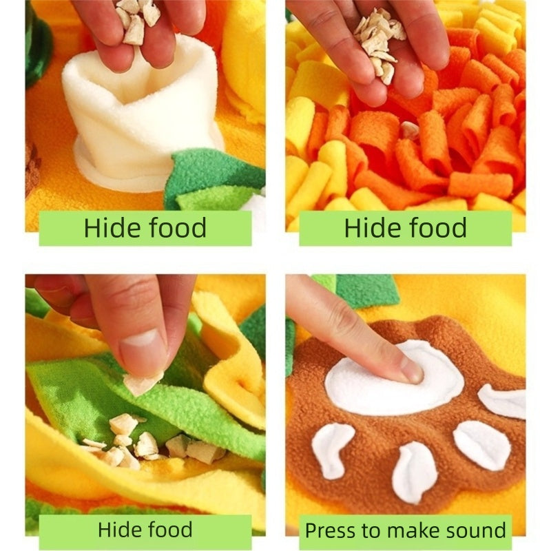 KFX-4326589 Interactive Snuffle Mat for Dogs with Sunflower Design and Food Hiding Pockets