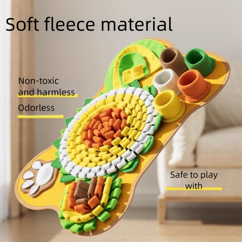 KFX-4326589 Interactive Snuffle Mat for Dogs with Sunflower Design and Food Hiding Pockets