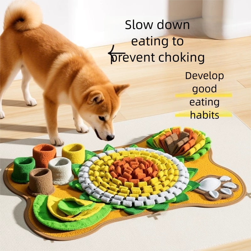KFX-4326589 Interactive Snuffle Mat for Dogs with Sunflower Design and Food Hiding Pockets