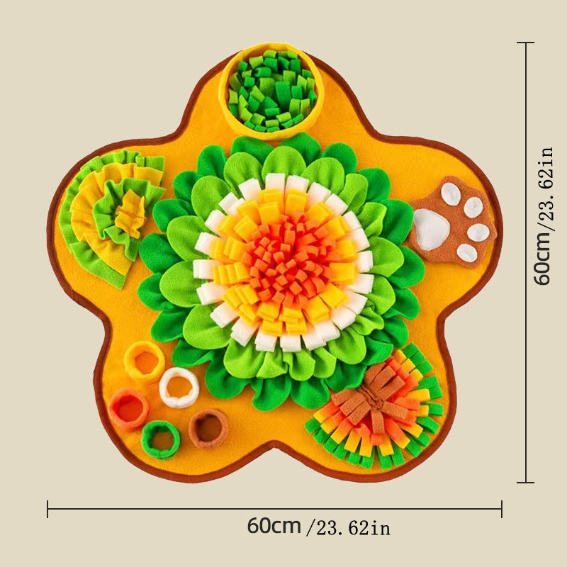 KFX-4326589 Interactive Snuffle Mat for Dogs with Sunflower Design and Food Hiding Pockets