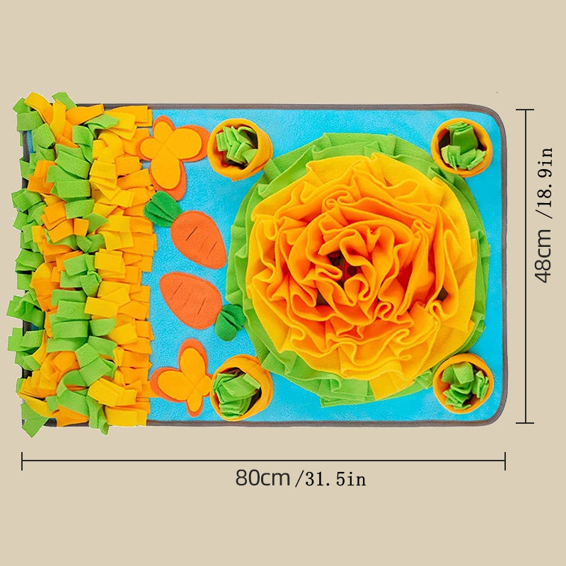 KFX-4326589 Interactive Snuffle Mat for Dogs with Sunflower Design and Food Hiding Pockets