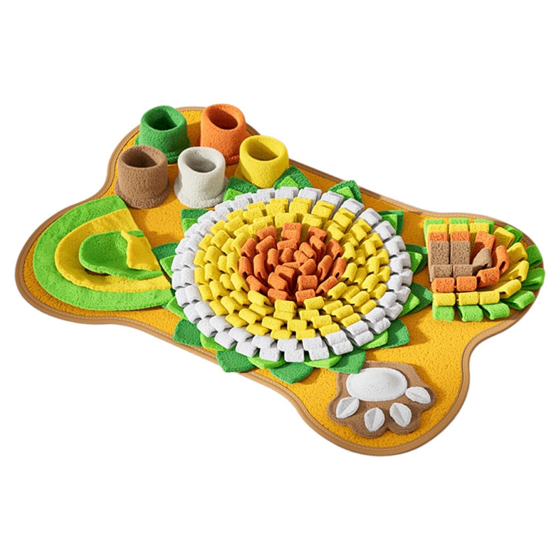 KFX-4326589 Interactive Snuffle Mat for Dogs with Sunflower Design and Food Hiding Pockets