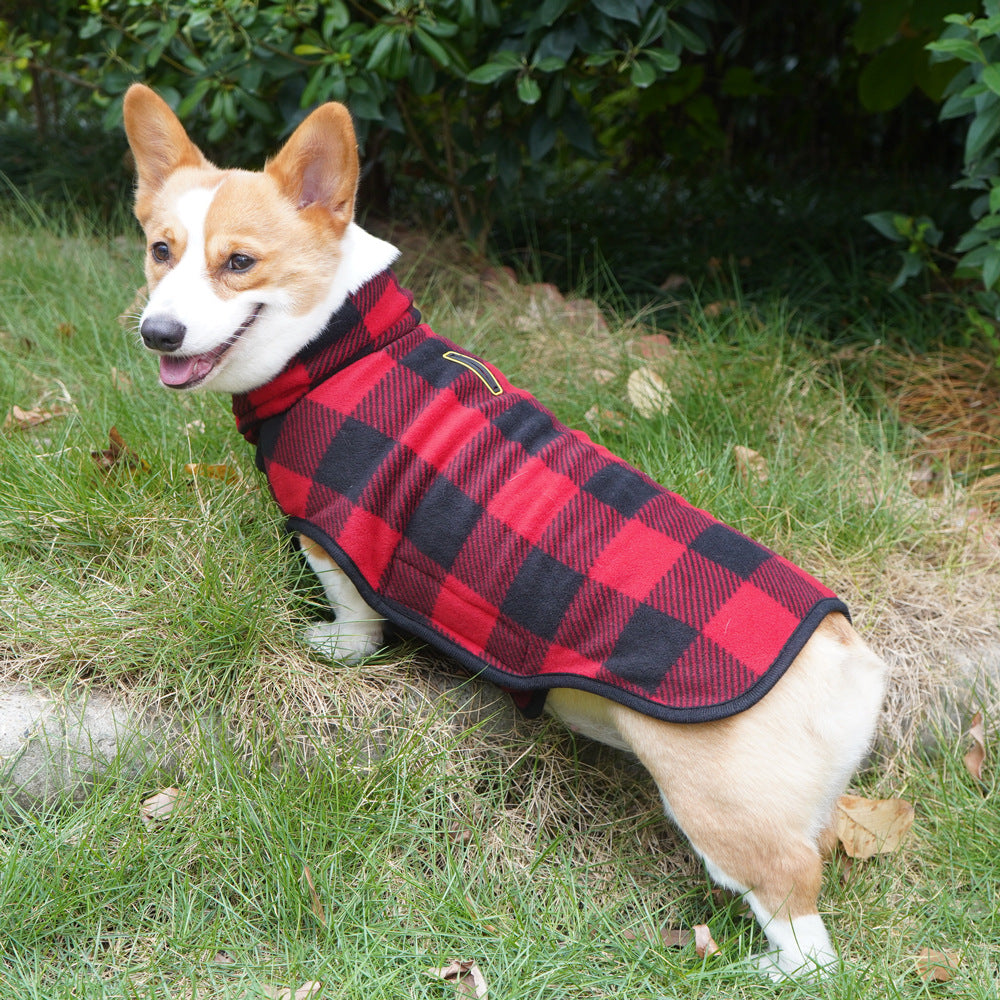 KFX-4326973 Thickened Polar Fleece Coat Vest for Pets in Red and Black Plaid & Black and White Plaid