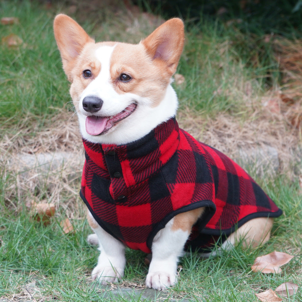KFX-4326973 Thickened Polar Fleece Coat Vest for Pets in Red and Black Plaid & Black and White Plaid