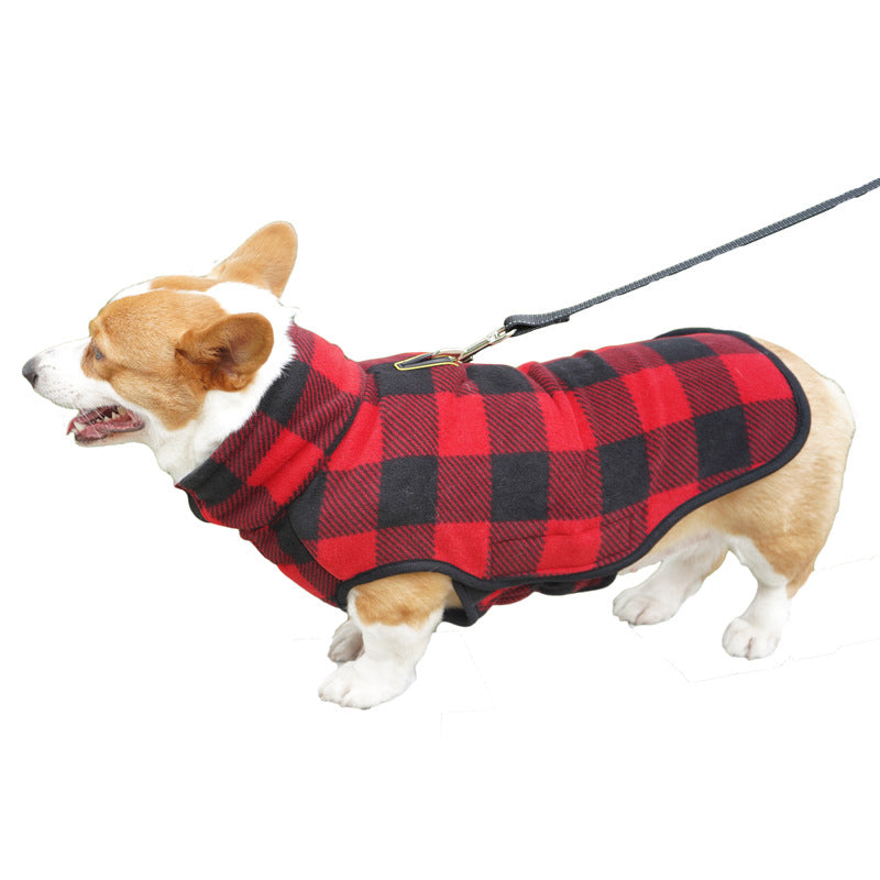 KFX-4326973 Thickened Polar Fleece Coat Vest for Pets in Red and Black Plaid & Black and White Plaid
