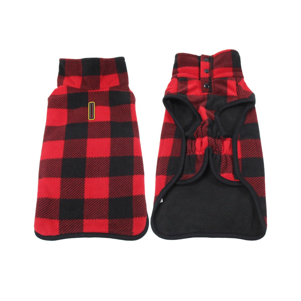 KFX-4326973 Thickened Polar Fleece Coat Vest for Pets in Red and Black Plaid & Black and White Plaid