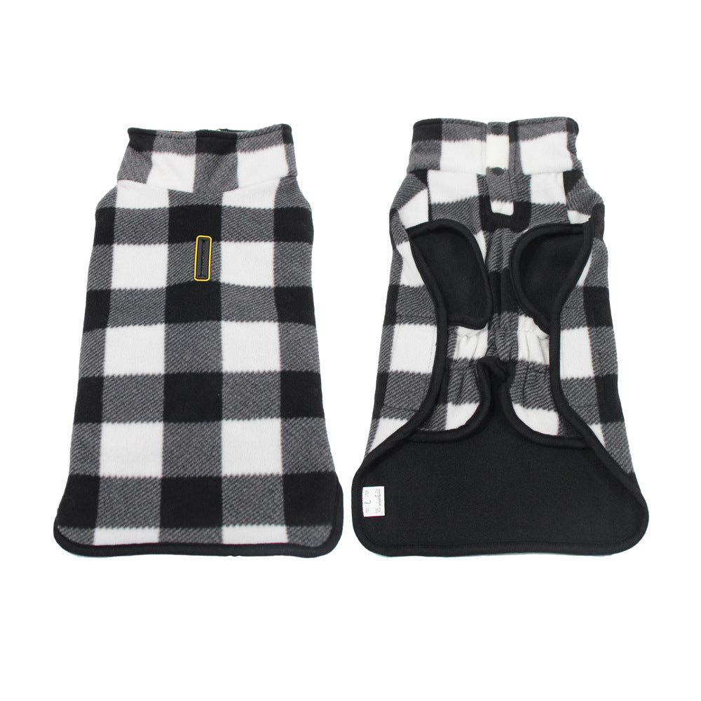 KFX-4326973 Thickened Polar Fleece Coat Vest for Pets in Red and Black Plaid & Black and White Plaid