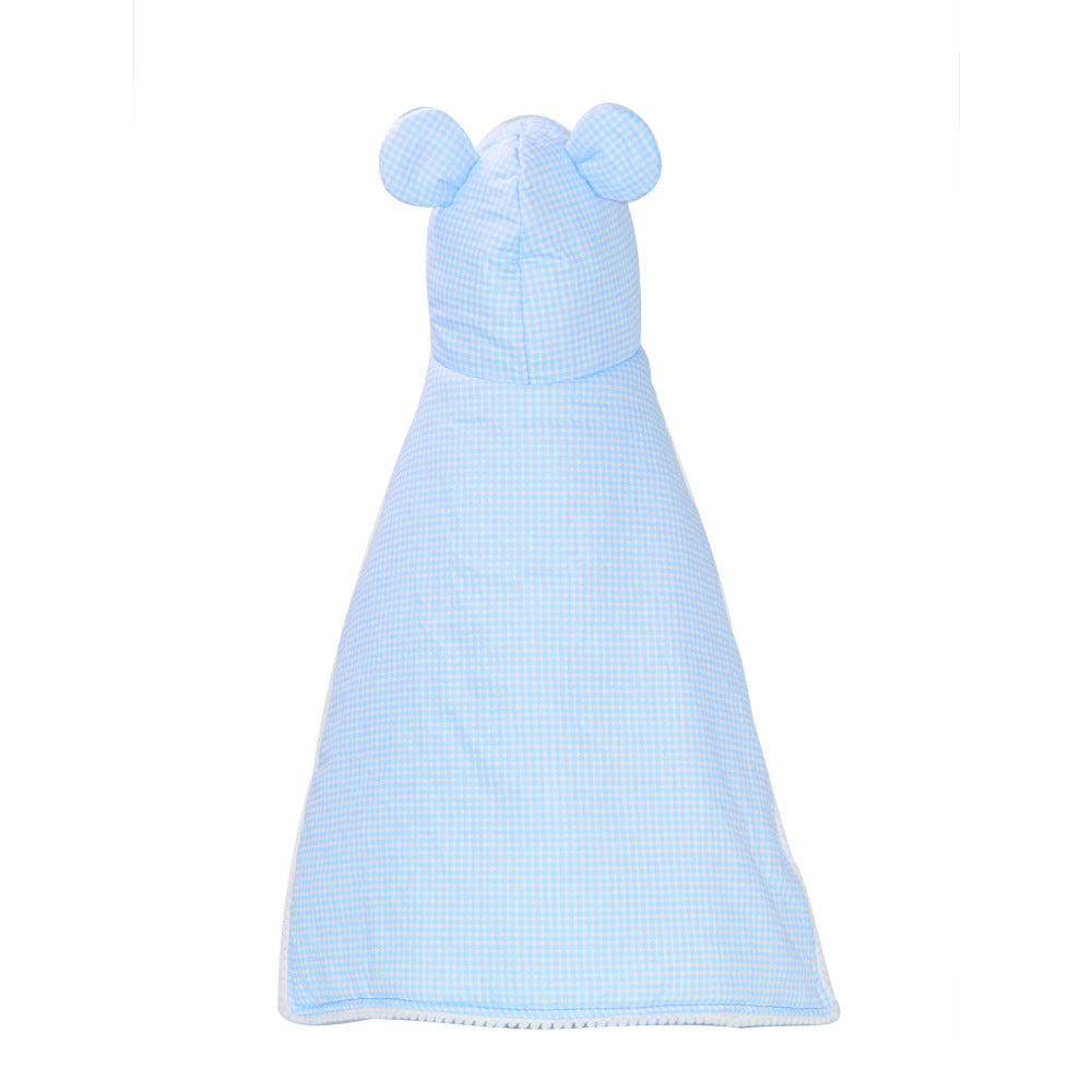 KFX-4327229 Cute Plaid Cotton Dog Cloak and Cat Cover in Pink and Blue, Various Sizes Available