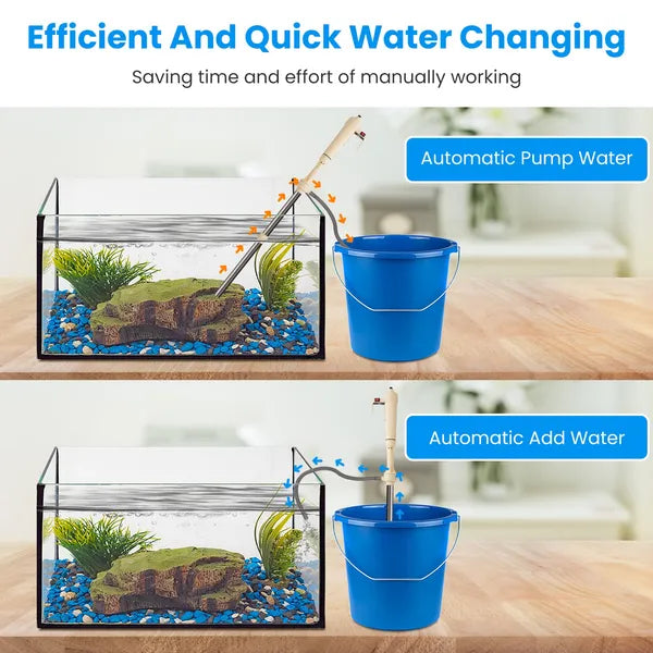 KFX-4329661 Adjustable Electric Aquarium Gravel Cleaner with Dual Power Supply and Efficient Suction for Easy Maintenance