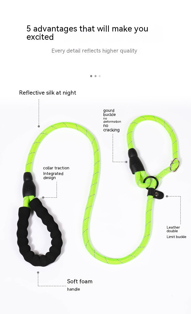 KFX-4330173 Reflective Nylon Pet Traction Rope - Available in Multiple Colors and Lengths