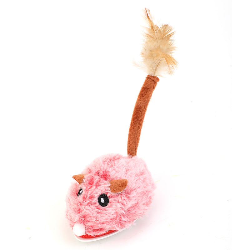 KFX-4331197 Interactive Plush Electric Mouse Cat Toy on a Pole for Self-Play and Stress Relief