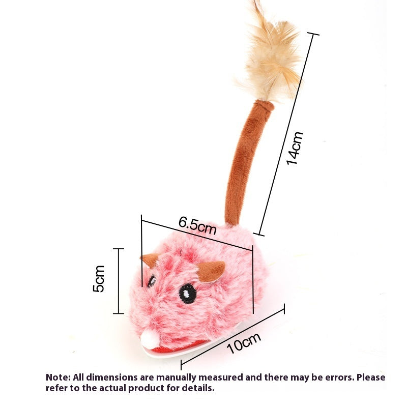 KFX-4331197 Interactive Plush Electric Mouse Cat Toy on a Pole for Self-Play and Stress Relief