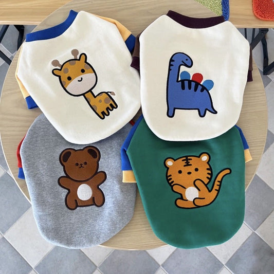 KFX-4331453 Cozy Cotton Pet Sweater for Cats in Giraffe, Dinosaur, Bear, and Tiger Designs