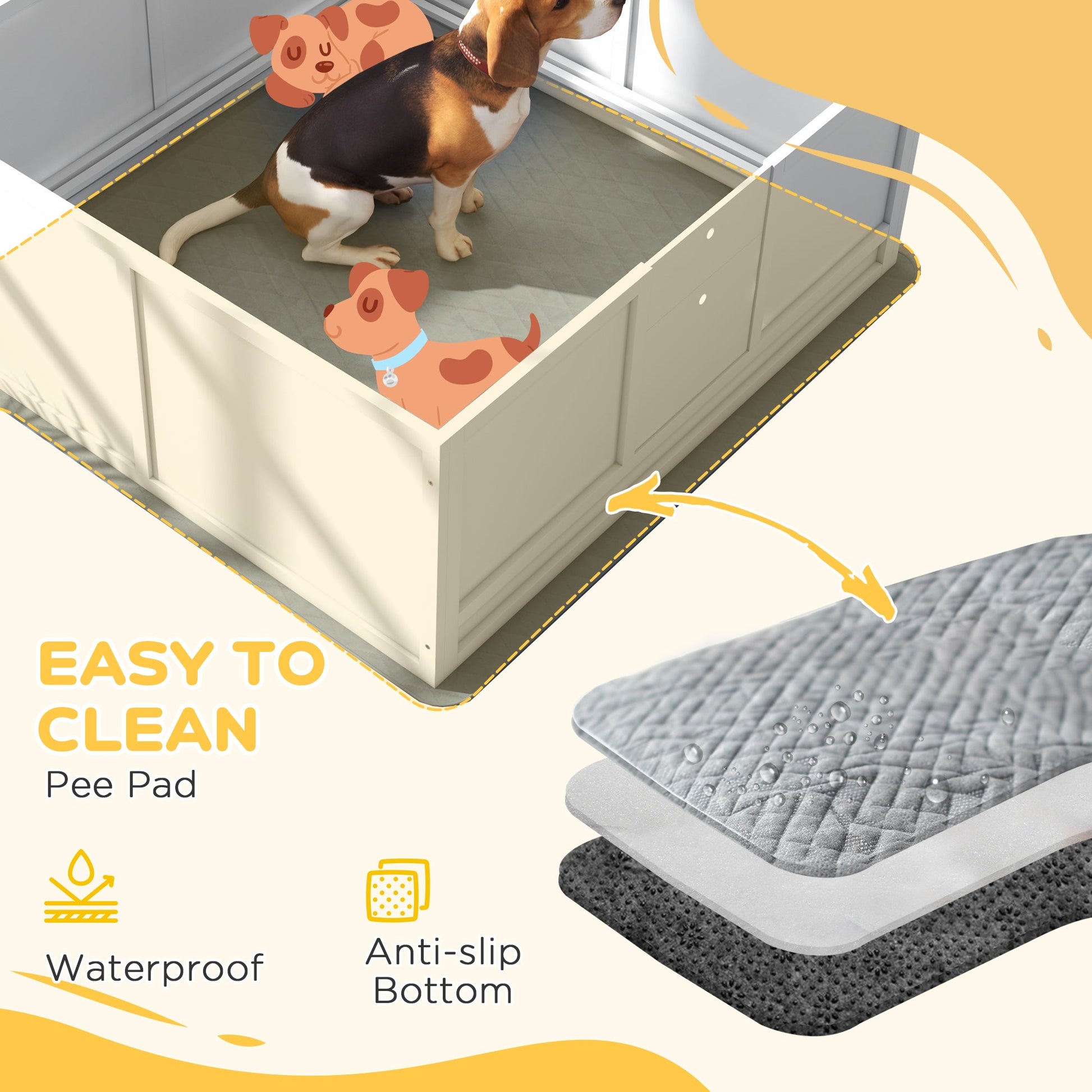 KFX-4331837 PawHut Whelping Box with Adjustable Door and Pig Rail for Safe Puppy Care