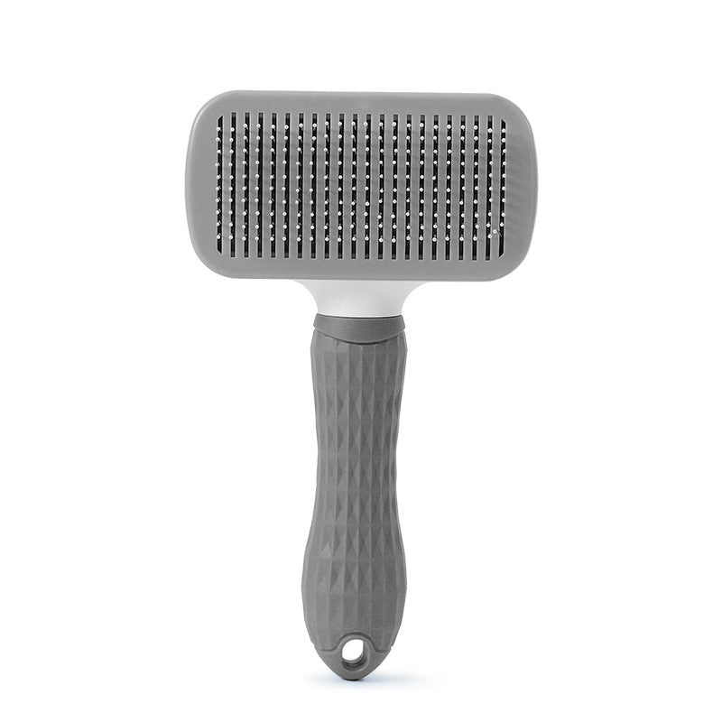 KFX-4331965 Self-Cleaning Pet Comb with Stainless Steel Needles - Effective Hair Removal Brush for Cats and Dogs