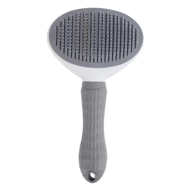 KFX-4331965 Self-Cleaning Pet Comb with Stainless Steel Needles - Effective Hair Removal Brush for Cats and Dogs