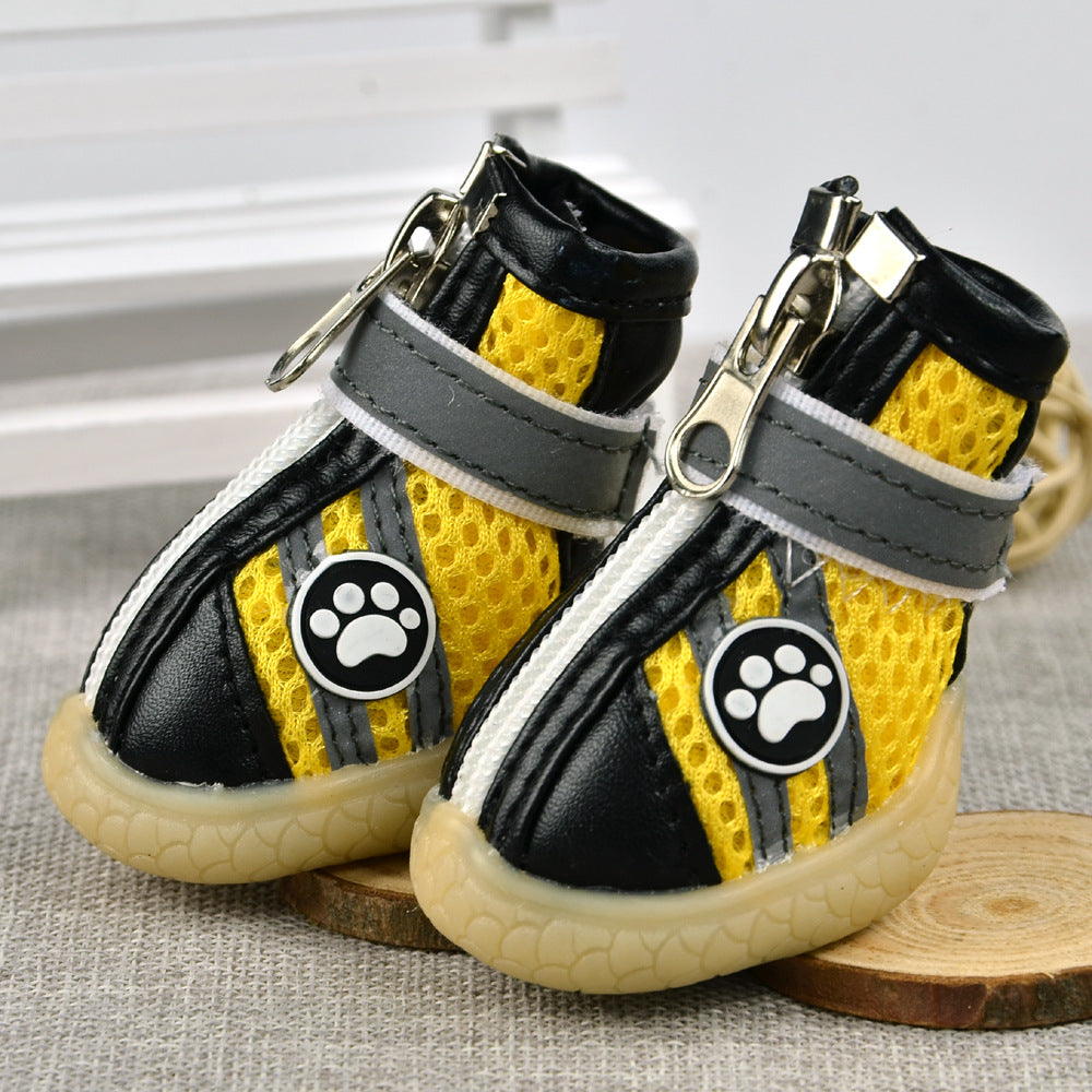 KFX-4332989 Breathable Reflective Mesh Dog Shoes in Red, Yellow, and Blue – Multiple Sizes Available