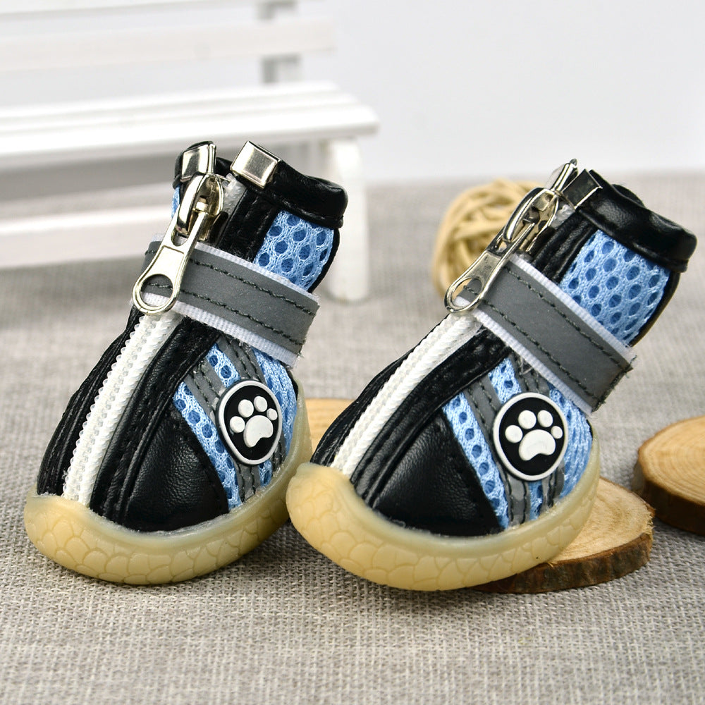 KFX-4332989 Breathable Reflective Mesh Dog Shoes in Red, Yellow, and Blue – Multiple Sizes Available