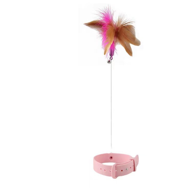 KFX-4334141 Cat Teaser Collar with Feather and Bell - Adjustable Size for Cats