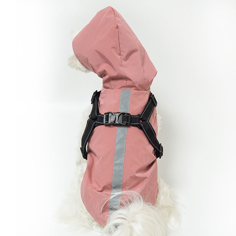 KFX-4334525 Reflective Pet Raincoat Poncho for Large Dogs - Casual Gray, Green, Rose Red Options