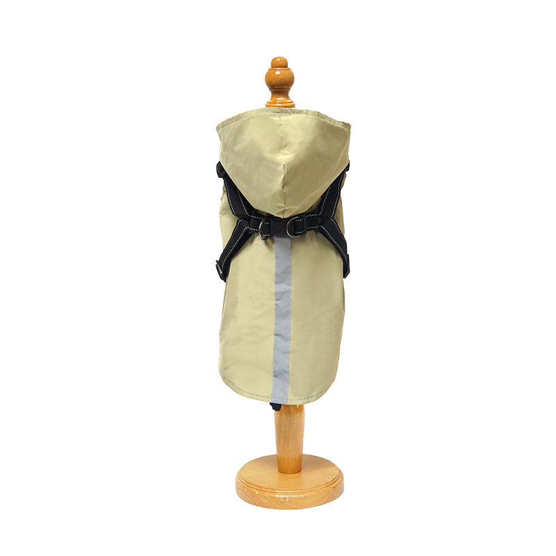 KFX-4334525 Reflective Pet Raincoat Poncho for Large Dogs - Casual Gray, Green, Rose Red Options