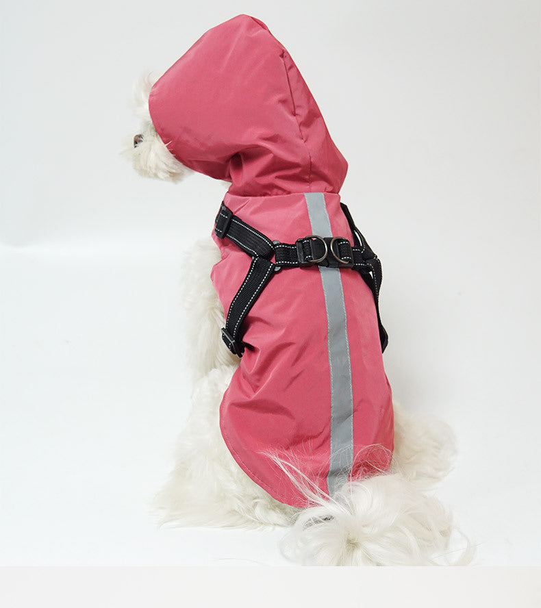 KFX-4334525 Reflective Pet Raincoat Poncho for Large Dogs - Casual Gray, Green, Rose Red Options