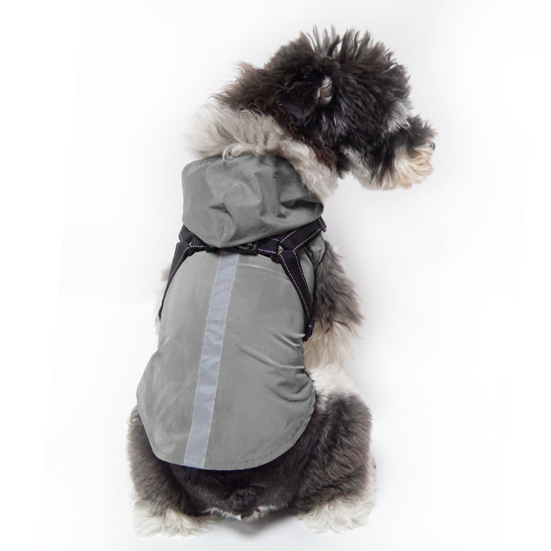 KFX-4334525 Reflective Pet Raincoat Poncho for Large Dogs - Casual Gray, Green, Rose Red Options
