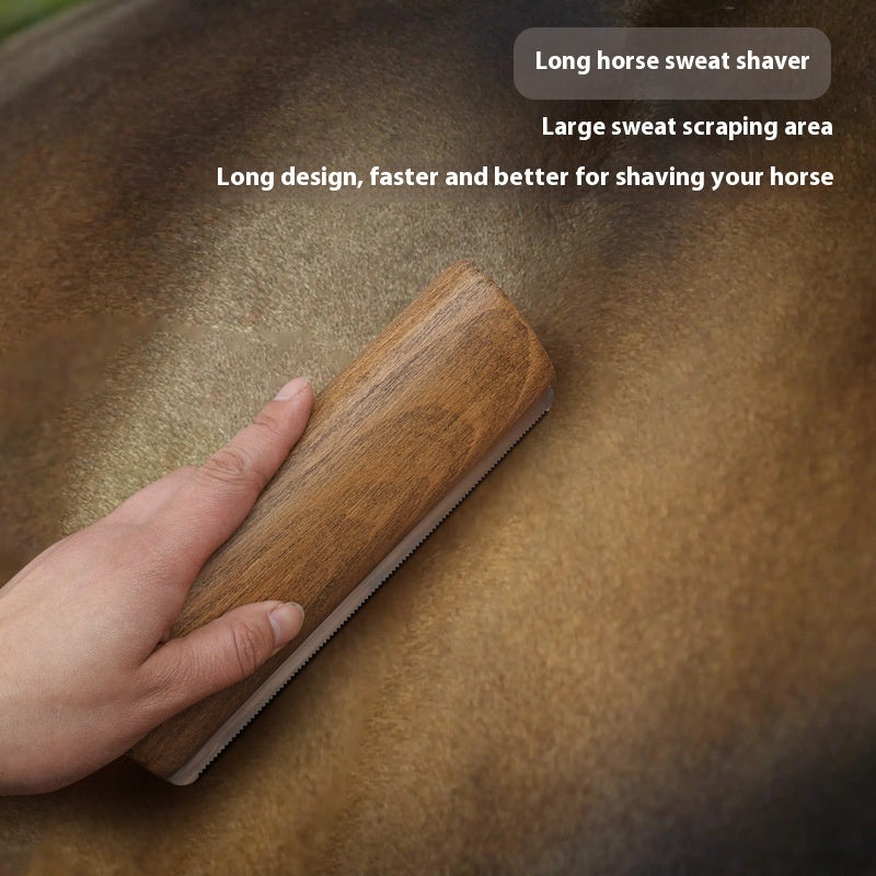 KFX-4337597 20cm Solid Wood Serrated Horse Sweat Scraper for Grooming and Cleaning