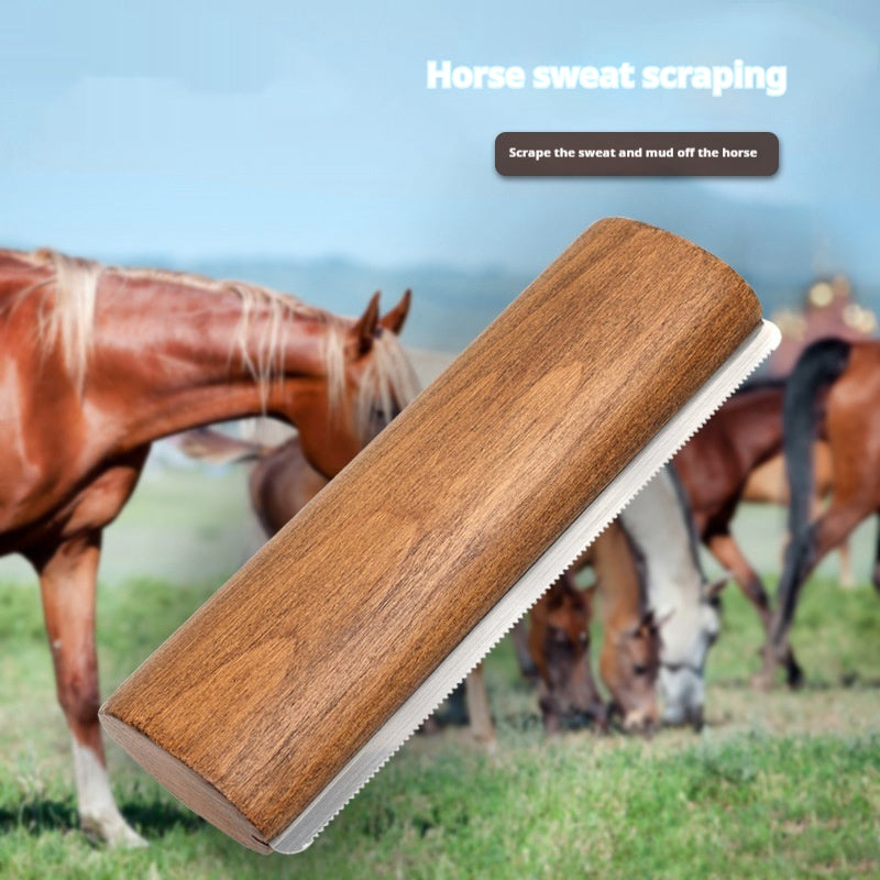 KFX-4337597 20cm Solid Wood Serrated Horse Sweat Scraper for Grooming and Cleaning