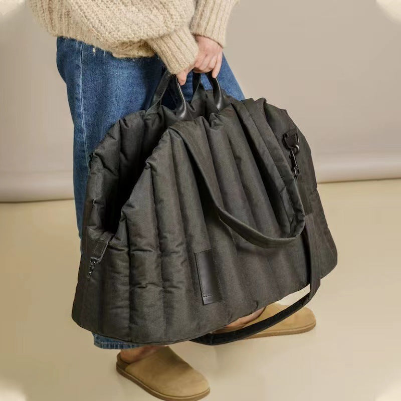 KFX-4338365 Handheld Pet Car Sofa Bag for Cats and Dogs, Soft Cotton-Filled Travel Carrier, Solid Color 46*25*35CM