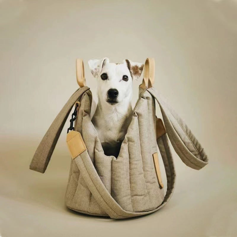 KFX-4338365 Handheld Pet Car Sofa Bag for Cats and Dogs, Soft Cotton-Filled Travel Carrier, Solid Color 46*25*35CM