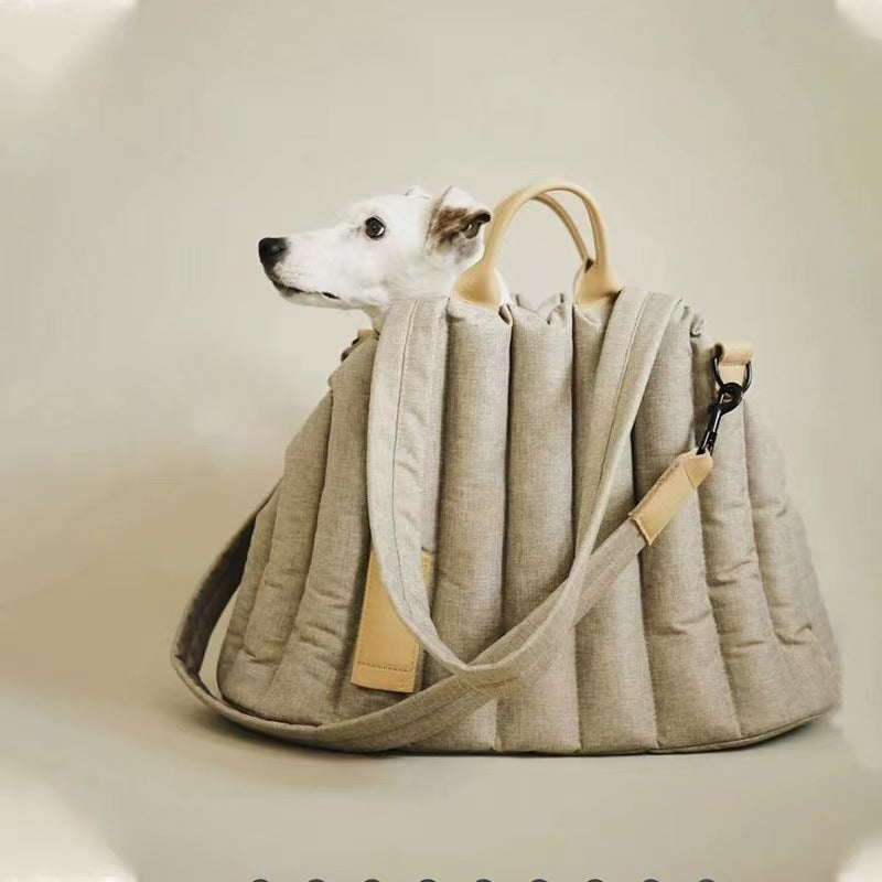 KFX-4338365 Handheld Pet Car Sofa Bag for Cats and Dogs, Soft Cotton-Filled Travel Carrier, Solid Color 46*25*35CM