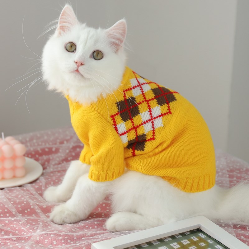 KFX-4339901 Cozy Multicolor Cotton Sweater for Cats - Fall & Winter Fashion