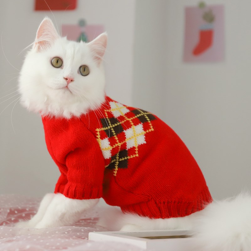 KFX-4339901 Cozy Multicolor Cotton Sweater for Cats - Fall & Winter Fashion