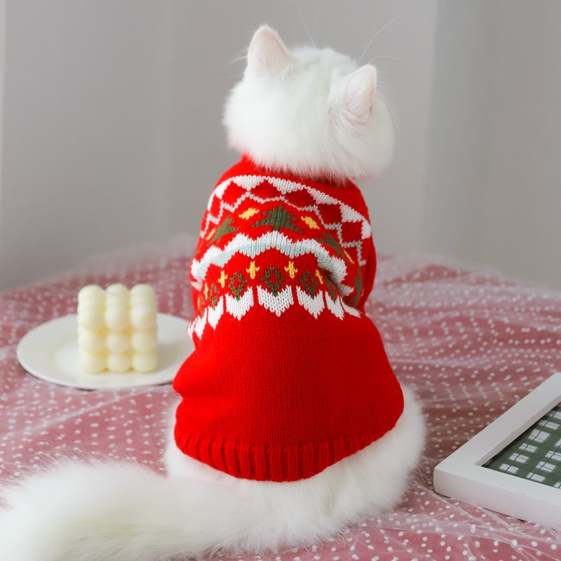 KFX-4339901 Cozy Multicolor Cotton Sweater for Cats - Fall & Winter Fashion