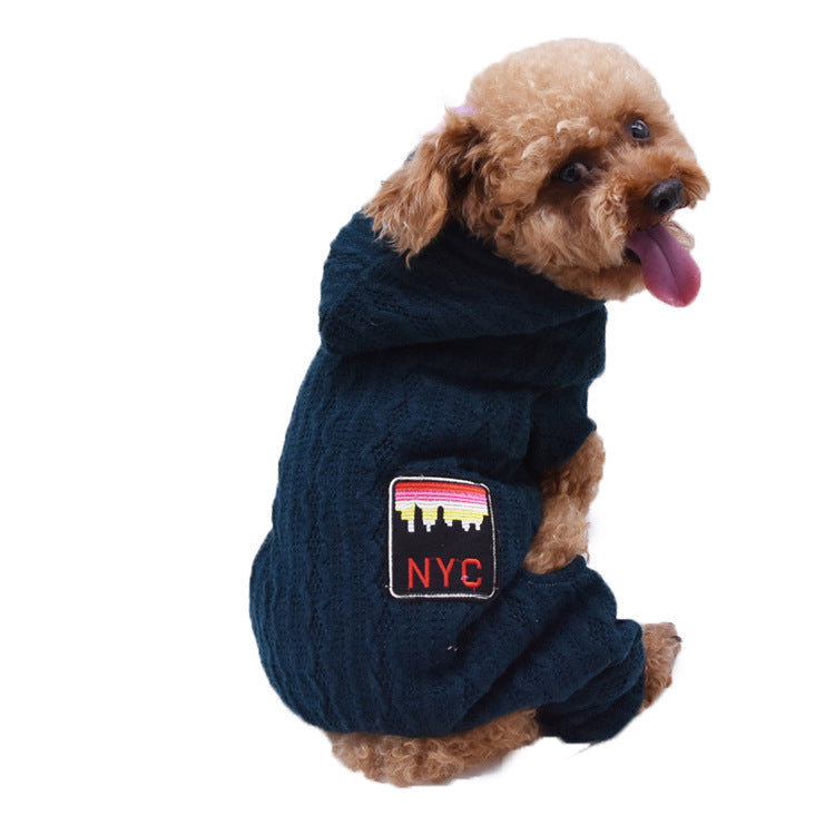 KFX-4340285 Casual Four-Legged Pet Sweater with Velvet Lining - Warm Wool Material