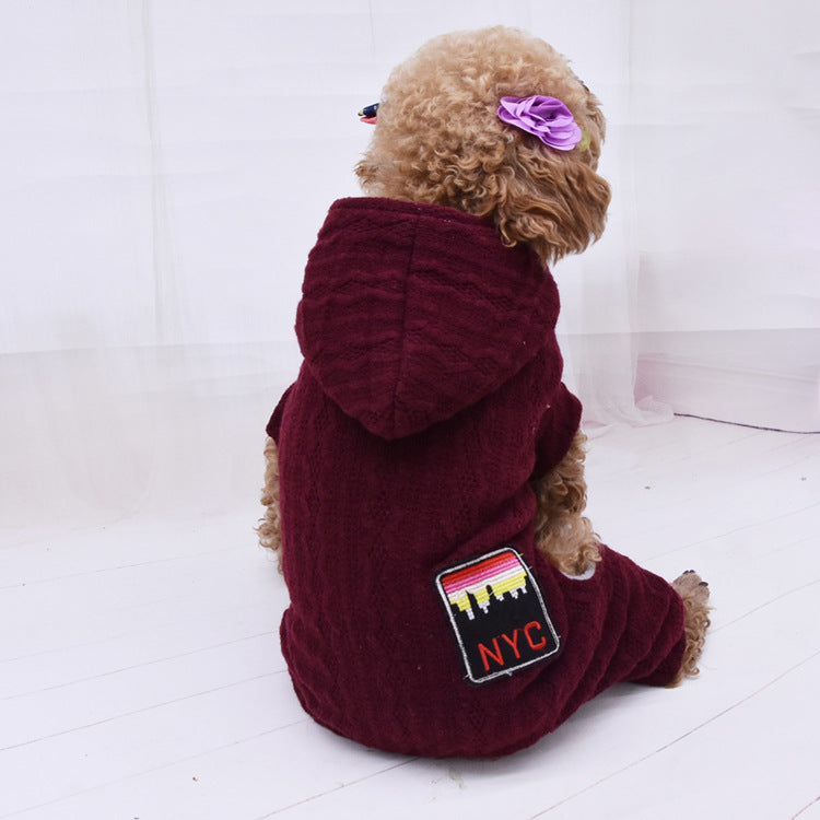 KFX-4340285 Casual Four-Legged Pet Sweater with Velvet Lining - Warm Wool Material